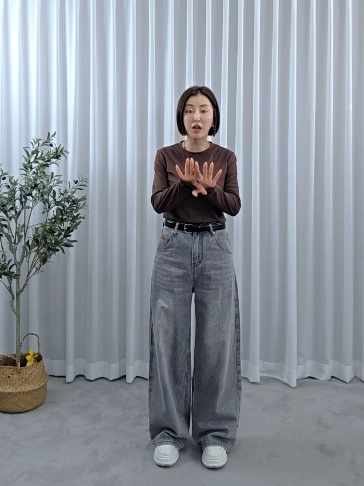 3885-희애언니그레이데님팬츠